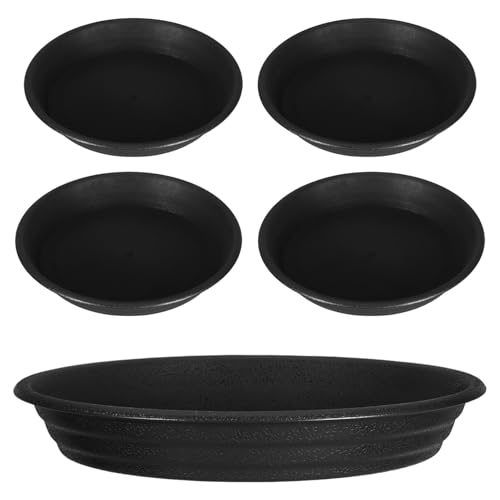 UKCOCO Pflanzenuntersetzer: 13 cm/5 Zoll Runde Blumentöpfe Untersetzer Aus Kunststoff Für Blumentöpfe Für Den Garten Drinnen Oder Draußen 5 Stück Schwarz von UKCOCO