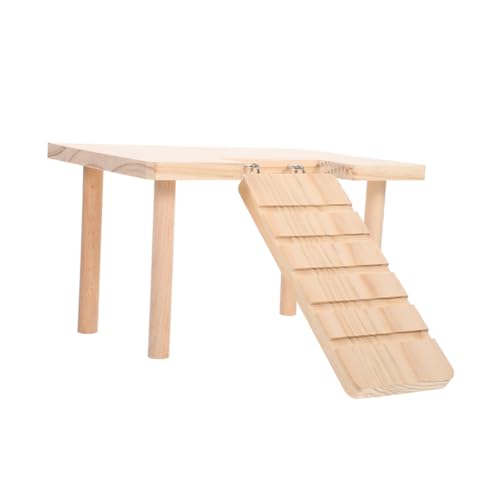 UKCOCO Plattform für Hamsterkäfige Holzplattform für Hamster Hamster-Plattform-Spielplatz Hamstertunnel Haustierrampe für kleine Tiere Hamster Schritte hölzern Beige von UKCOCO