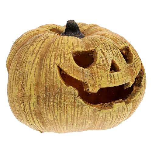 UKCOCO Reptilien Versteck Halloween Kürbis Design Resin Terrarium Höhle Schildkröten Schutzhaus Stressreduzierend für Kleine Reptilien Aquarium Dekoration von UKCOCO