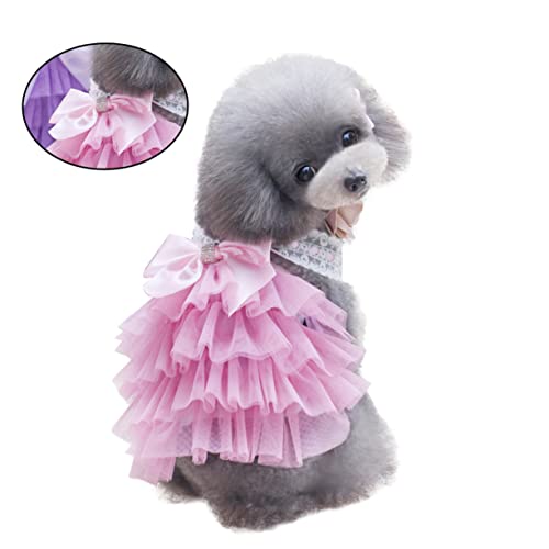 UKCOCO Rock Hochzeitshund Hundespielzeug Kostüme für kleine Hunde Hund wintermantel Perlenhalsbänder für Hunde Haustierbedarf Tutu-Kleid für Haustiere Kleid mit Bowknot für Haustiere Rosa von UKCOCO