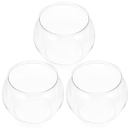 UKCOCO Runde Fischschale: Desktop FIsh Tank Transparent PET Goldfish Tank Kleine Fischschale für Betta Goldfische, 3 Stück von UKCOCO