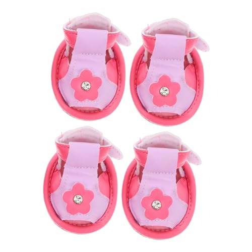 UKCOCO Sommer-mesh-hundeschuhe, 4 Stück, Atmungsaktiv, Welpenpfotenschutz, Blumensandalen, Slip-welpenstiefel Für Kleine Haustiere, Hunde, Katzen, Rosa von UKCOCO
