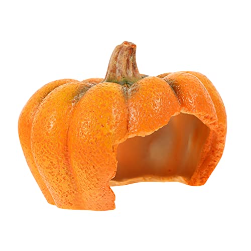 UKCOCO Terrarium Ornament Halloween Kürbis Versteck Resinhöhle für Schildkröten Einsiedlerkrebse und Hamster Dekoratives Unterschlupfhaus mit Lebensechten Details für Aquarium und von UKCOCO