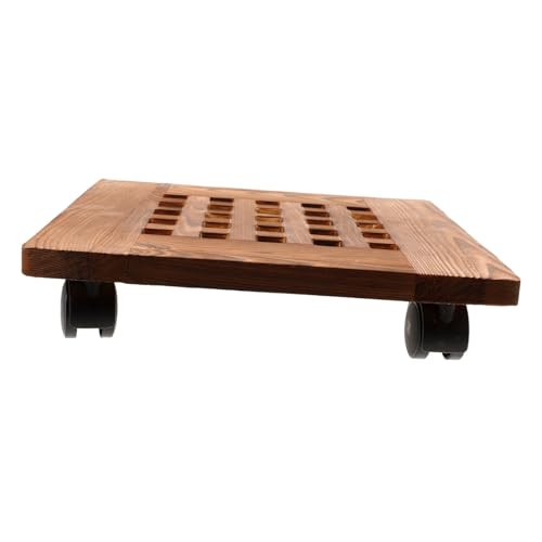 UKCOCO Universal Wheel Blumentopf Basis Rad beweglich drinnen Steht mit Anlage Rollen Pflanzen Rundschale Holzblumenknopfschale Pflanzschale Blumenpothalter Light Brown von UKCOCO