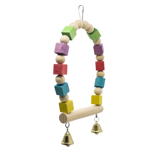UKCOCO Parrot Swing Spielzeug Aus Holz Für Papageien Hängende Vogel Schaukel Mit Kleinen Glocken Für Käfige Und Garten Stabile Konstruktion Und Ansprechendes Design von UKCOCO