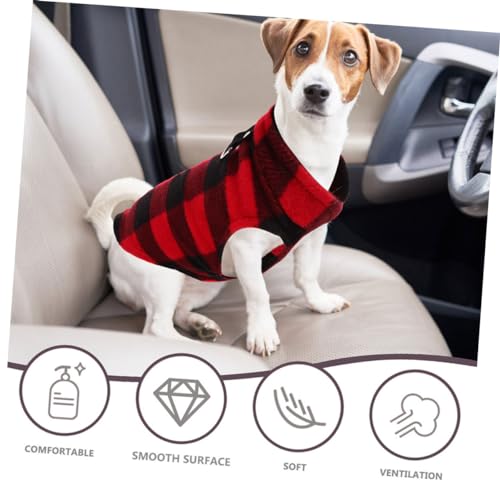 UKCOCO Warme Hundeweste aus Fleece für Kleine und Mittelgroße Hunde Ärmelloser Winterpullover mit Rot Schwarz Kariertem Design Weiche Windabweisende Hundejacke für Kalte Herbst und von UKCOCO