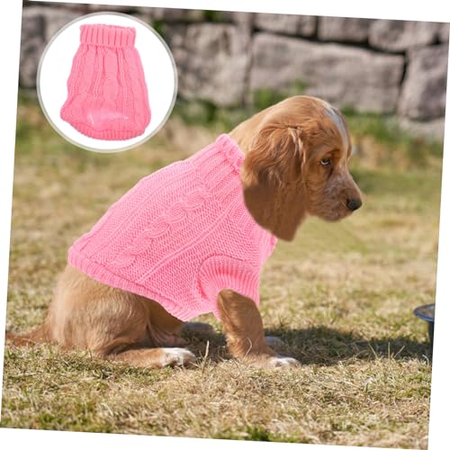 UKCOCO Warmer Hundepullover für Kleine Hunde Elastischer Rollkragen Pullover aus Weichem Wollgarn Atmungsaktive Haustierkleidung für Winter Stylisher Gemütlicher Strickpullover in Rosa von UKCOCO