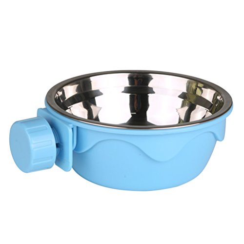 UKCOCO Zuführwerkzeug Pet Hanging Bowl Hundefutter Water Bowl Cage Bowl Edelstahl Feeder Bowl Abnehmbare Cage Coop Bowl (blau Größe L) von UKCOCO