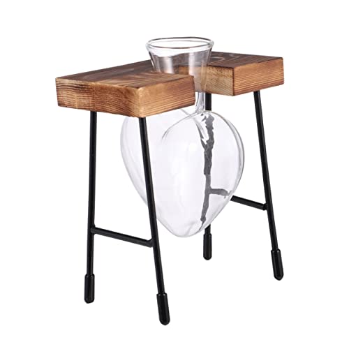 UKCOCO künstlerische Vase Tischplatte hydroponischer Vasenpflanzer Pflanzen Töpfe Sukkulenten büro Dekoration Office Decoration Blumenhalter kreativer Übertopf aus Glas Hölzern Coffee von UKCOCO