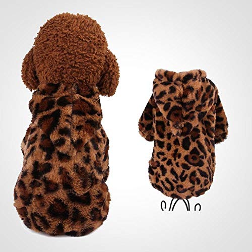 UKKD Hundemantel Leopard Haustier-Hund Kleidet Wärmen Kostüm Nette Karikatur-Kleidung Für Small Medium Hunde-Bekleidung Jacke Xs-XXL,L von UKKD