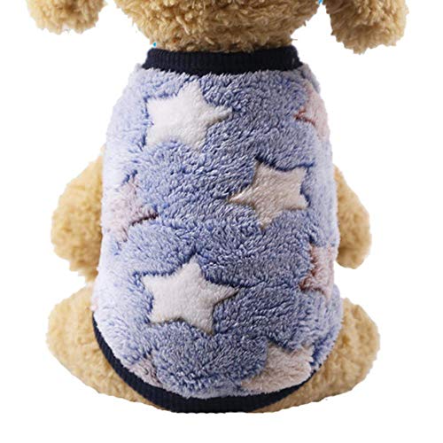 UKKD Hundemantel Weicher Fleece Hund Overall Winter-Hunde-Bekleidung Pyjamas Für Kleine Welpen Coat Hundemode Hundehoodie Kleidung,Navy Blue Star Weste,M von UKKD
