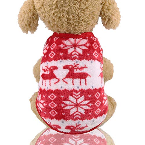 UKKD Hundemantel Weicher Fleece Hund Overall Winter-Hunde-Bekleidung Pyjamas Für Kleine Welpen Coat Hundemode Hundehoodie Kleidung,Red Deer Weste,XL von UKKD