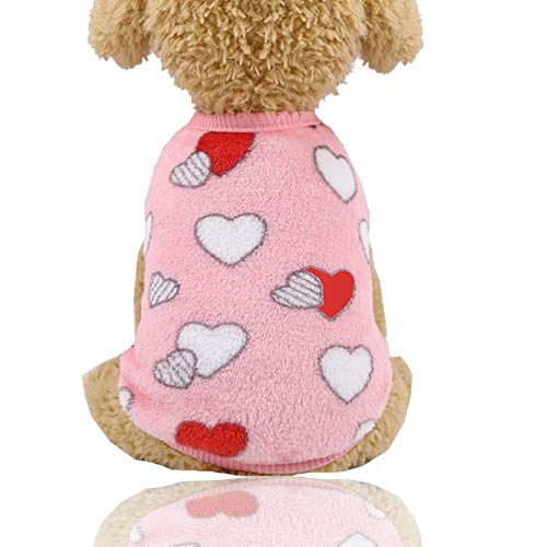 UKKD Hundemantel Weicher Fleece Hund Overall Winter-Hunde-Bekleidung Pyjamas Für Kleine Welpen Coat Hundemode Hundehoodie Kleidung,Rosa Liebe Weste,L von RHXWFDG