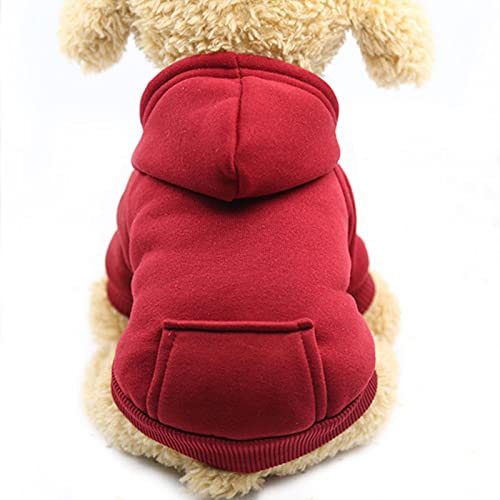 UKKO Hundemäntel Haustier Hundekleidung Für Kleine Hunde Kleidung Warme Kleidung Für Hunde Mantel Welpen Outfit Haustier Kleidung Für Große Hunde-Hoodies-Red,0XS von UKKO