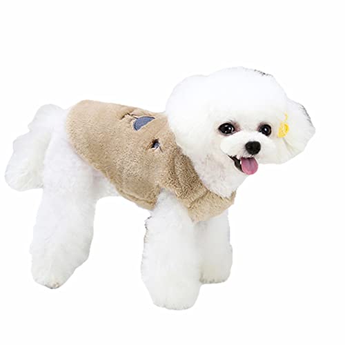 UKKO Hundemantel Kleine Hundekleidung Haustierjacke Wintermantel Pullover Kostüm Für Mittelgroße Hunde Welpenbekleidung-Khaki,S 2.5-4Kg von UKKO