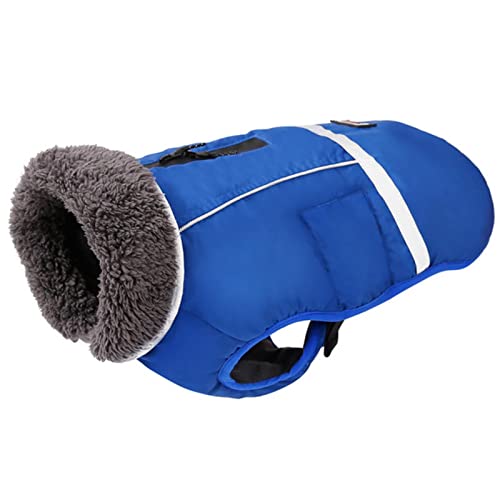 UKKO Hundemantel Winterhundekleidung wasserdichte Reflektierende Hunde Gepolsterte Jacken Für Mittlere Große Hunde Warm Dicker Fleece Pet Mantel-Blue,M von UKKO