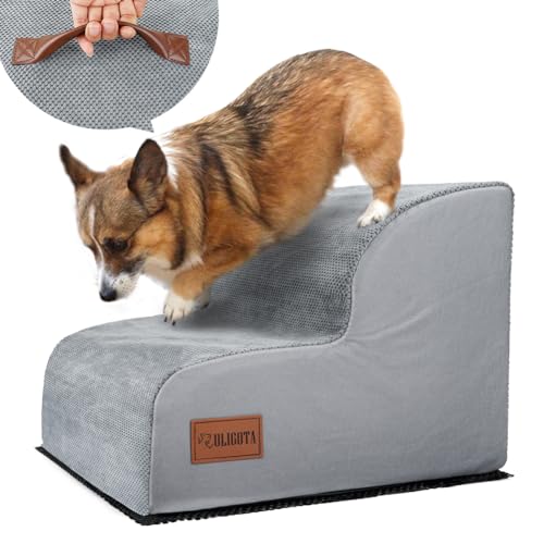 ULIGOTA Hundetreppe für Bett, 2-stufige Leiter für kleine Hunde & Katzen, hochdichte Schaumstoff-Haustiertreppe für Couch, Haustiertreppe für ältere Hunde/Katzen mit Gelenkschmerzen, Hunderampe Treppe ULIGOTA Hundetreppe für Bett, 2-stufige Leiter für kleine Hunde & Katzen, hochdichte Schaumstoff-Haustiertreppe für Couch, Haustiertreppe für ältere Hunde/Katzen mit Gelenkschmerzen, Hunderampe Treppe von ULIGOTA