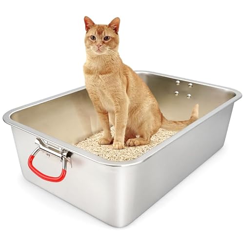 ULIGOTA Cat Litter Tray Stainless Steel Rabbit Litter Tray Large Size Cat Litter Box No Odor & Non Stick & Easy to Clean von ULIGOTA
