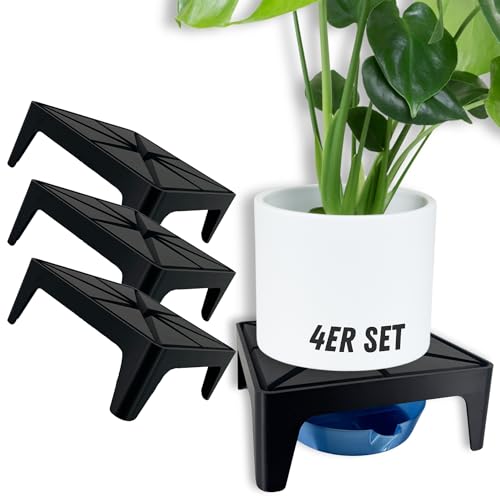 ULROAD Drain Base Blumentopf Untersetzer Pflanzuntersetzer eckig Blumen Pflanzen Drainage Indoor Outdoor - Ideales Zubehör für Grow Growzelt - Made in Germany (4 Stück + 4X Wanne) von ULROAD