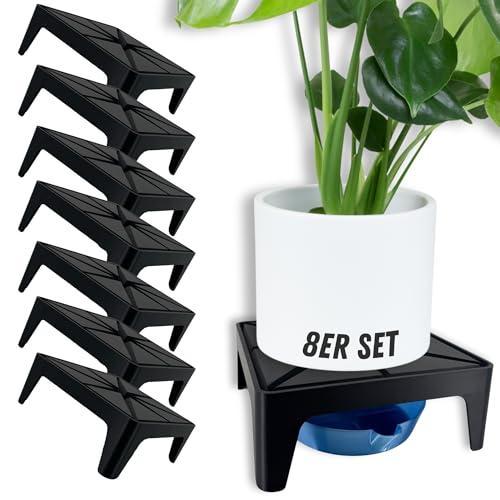 ULROAD Drain Base Blumentopf Untersetzer Pflanzuntersetzer eckig Blumen Pflanzen Drainage Indoor Outdoor - Ideales Zubehör für Grow Growzelt - Made in Germany (8 Stück + 8X Wanne) von ULROAD