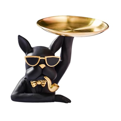 ULTECHNOVO 1 Stück Bulldogge Tablett Essen Für Hunde Geformt Ausbildung Wohnung Spaniel Mini - Jack Drinnen Schlüssel Haustier Mini-hundetablett Black Kunstharz von ULTECHNOVO