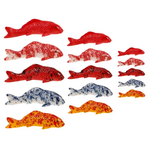 ULTECHNOVO 15 Stück Fischfiguren aus Kunstharz gefälschter Fisch Mini Zahlen simulieren Nachahmung kleines Tierdekor Statuen von Gartenfischen Figuren Wohnkultur Harzer Fisch von ULTECHNOVO