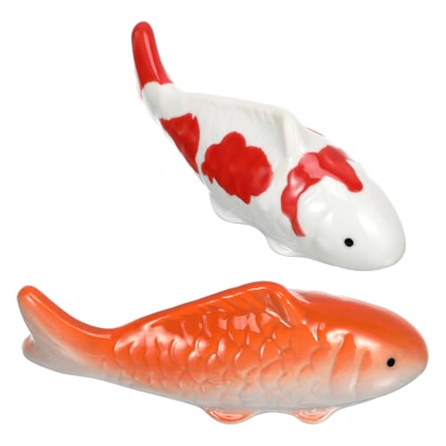 ULTECHNOVO 2 Stück Schwimmende Koi-Fische Aus Keramik Aquarium-Dekoration Künstliches Aquarium-Ornament Gartenteich- Orange 3 93 Zoll (Gemischter Stil) von ULTECHNOVO