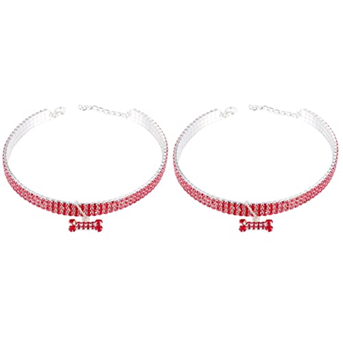 ULTECHNOVO Kätzchenhalsbänder 2st Kleines Welpenhalsband Pitbull- Für Hündinnen Haustierhalsband Mit Strass Kristall Hundehalsband Hundehalskette Aus Strass Haustierzubehör Katzen Und Hunde von ULTECHNOVO