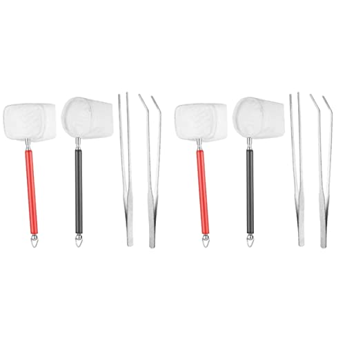 ULTECHNOVO 2Sets / 4Pcs Kit/Professional für Mesh-Tool Praktische Reinigung Teich Bach Dicht Ausziehbare Fischschaber Netze Edelstahlgriff Stahltank mit Zubehör Skimming Pinzette Fangnetz von ULTECHNOVO