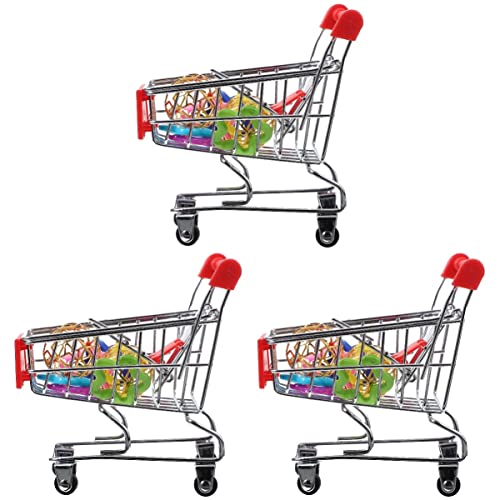 ULTECHNOVO 3 Sätze Papagei Spielzeug Vogel Pädagogisches Spielzeug Mini-einkaufswagen Lernspielzeug Mini-supermarkt-einkaufswagen Papageientrick Kauspielzeug Metall Schreibtisch Vogel Auto von ULTECHNOVO