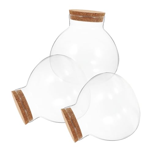 ULTECHNOVO 3 Stück Teiliges Versiegelte Transparente Terrarium Glasflasche mit Korken Runde Mikrolandschafts Glasjar Dekorative Flasche für Zuhause für Innenräume von ULTECHNOVO