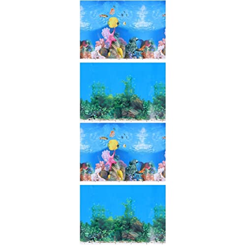 ULTECHNOVO 4 Stück Aquarium Hintergrundpapier 3D-tapete Fensteraufkleber Aquarium Hintergrundbild Unterwasser-hintergrundbild 3D-Aquarium-Poster 3D-Bild Glas Filmpapier Die Unterwasserwelt von ULTECHNOVO