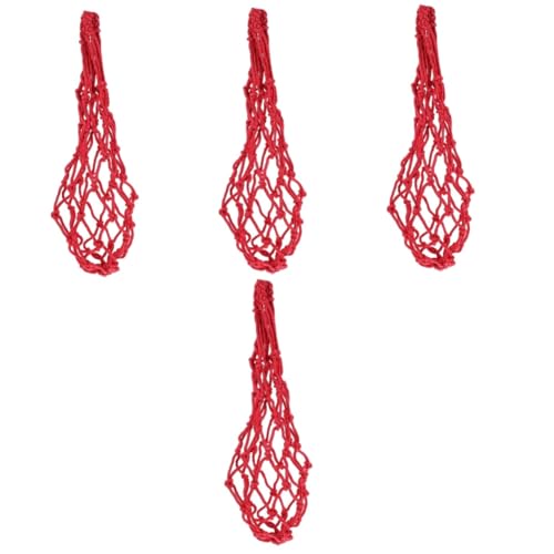ULTECHNOVO 4-Teilige Schnur Hanging Feeder Gemüse Hühnerfutter Küken füttern Geflügel Hühnerzubehör für Hühner Hühnerkohlhalter Futternetzbeutel für Hühner Netzbeutel füttern Polyester rot von ULTECHNOVO