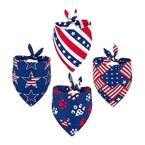ULTECHNOVO 4. Juli-Hundehalstücher Im 4Er-Pack Patriotisches Halstuch Für Kleine Mittelgroße Und Große Hunde Dreieckiges Wendbares Patriotisches Haustierhalstuch Mit Amerikanischer Flagge von ULTECHNOVO