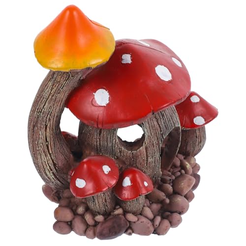 ULTECHNOVO Aquarium Deko Pilz Versteck aus Resin Fisch Tank Zubehör Langlebiges Farbechtes Garnelen Versteck Dekoratives Fisch Versteckhaus für Zucht und Aquascaping von ULTECHNOVO