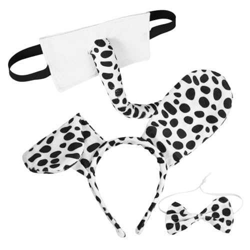 ULTECHNOVO Cosplay Haarreif mit Dalmatiner Ohren Teiliges Hundekostüm Set mit Plüsch Ohren Filzschwanz und Draht Niedliches Party Accessoire für Halloween Karneval Fasching Verkleidung und ULTECHNOVO Cosplay Haarreif mit Dalmatiner Ohren Teiliges Hundekostüm Set mit Plüsch Ohren Filzschwanz und Draht Niedliches Party Accessoire für Halloween Karneval Fasching Verkleidung und von ULTECHNOVO