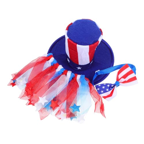 ULTECHNOVO Festliches Dekorationssatz Gans Ornament Fliege Krawatte Und Hut Für Rasenstuhlgans Outfits Der Veranda Gans 4. Gänse -Outfit Rasenveranda 4. Patriotisches Kostüm Stoff von ULTECHNOVO