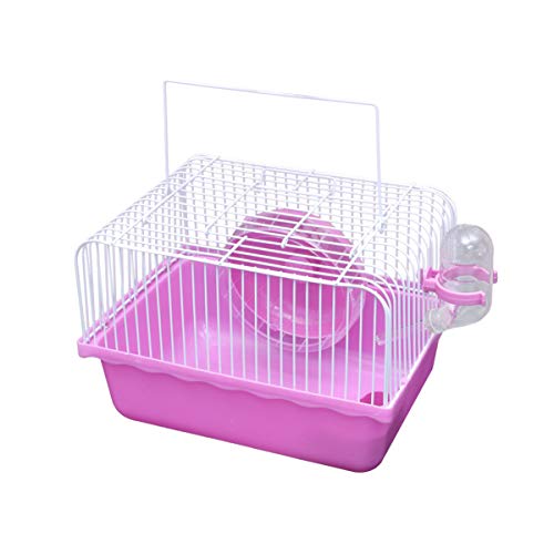 ULTECHNOVO Hamsterkäfig Hamsterkäfig Meerschweinchen Reisetrage Tragbarer Reisekäfig mit Rad Wasserflasche für Kleintiere (Zubehör zufällig, Pink) von ULTECHNOVO