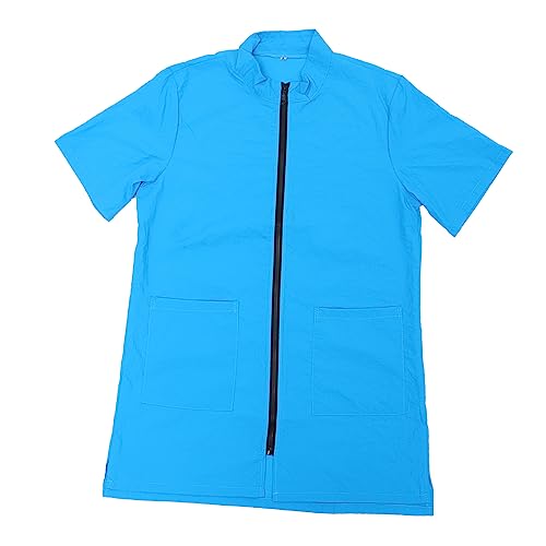 ULTECHNOVO Hundepflege-Kittel Haustierfriseur-Friseurjacke Arbeitskleidung Mit Taschen Antistatische Katzenpflege-Schürzenlänge Kosmetologie-Uniformen Für änner Blau L von ULTECHNOVO
