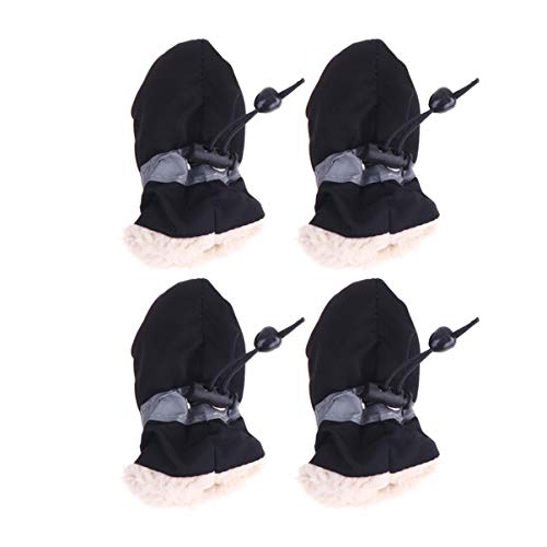 ULTECHNOVO 4 Stück Plüschtiere Anti-Rutsch-Regentierhausschuhe mittlere Socken warme Socken Pfote Haustierschuhe Schuhe für Hunde Kleinkind Stiefel Schwarze Schuhe Hundeschuhe Schuhschutz von ULTECHNOVO