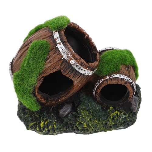 ULTECHNOVO Resin Barrel Aquarium Ornament Dekorative für Fische und Garnelen Rustikale Aquarienlandschaft Pflegeleicht für Kleine Fische und Krustentiere Teiliges von ULTECHNOVO