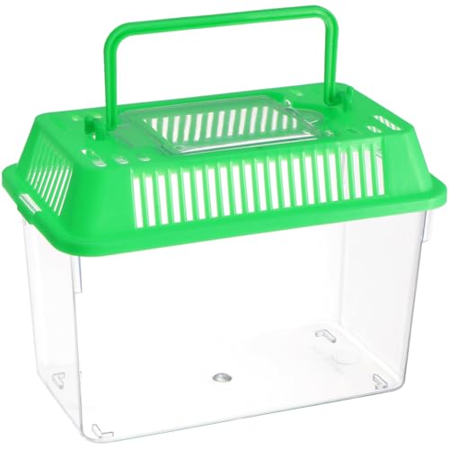 ULTECHNOVO Kunststoff-Fischaquarium – tragbares Mini-Fischbecken mit Lüftungsgittern – Handfisch mit Griff für Kleintiere, Terrarium, Insekten, Schildkröten (Deckel in zufälliger Farbe) von ULTECHNOVO