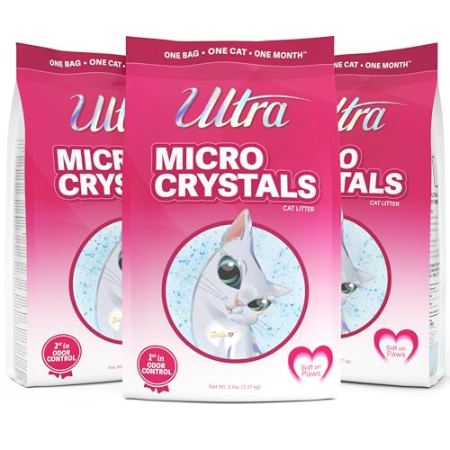 Ultra Micro Crystals Premium Katzenstreu, 99,9% staubfrei, weich zu den Pfoten, parfümfrei, 6,8 kg, insgesamt 3 Stück à 2,3 kg von ULTRA