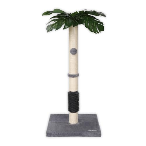 ULTRALARK Kratzbaum für Katzen, 80 cm, mit hochwertigem Sisalseil, niedlicher Katzenbaum mit schwingendem und springendem Ballspielzeug für kleine Katzen (Monstera) von ULTRALARK