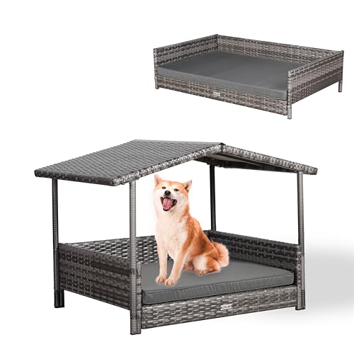 ULTRALARK Rattan-Hundehaus für den Außenbereich, wetterfest, mit Stahlrahmen, Wicker Pet Bed für mittelgroße bis große Hunde, Grau, 103 x 69 x 73 cm ULTRALARK Rattan-Hundehaus für den Außenbereich, wetterfest, mit Stahlrahmen, Wicker Pet Bed für mittelgroße bis große Hunde, Grau, 103 x 69 x 73 cm von ULTRALARK