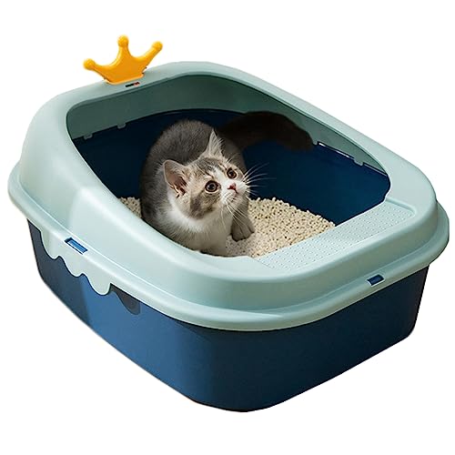 Katzenstreu Box Toilette Open Top,Haustier Streu Tray Katze Sand Becken,Katzenstreu Tray Für Katzen,Kätzchen Haustiere Zubehör,Blau,43cm von UMMEI
