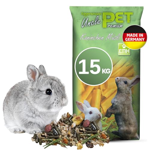 Eggersmann Uncle Pet 15 kg Kaninchenfutter - Premium Kaninchen Müsli - Kaninchen Futter mit der natürlichen Kraft aus Kräutern und Karotten - Kaninchenzubehör (15 kg Sack) von UNCLE PET