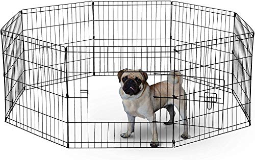 UNDERDOG Laufstall mit 8 Paneelen, geeignet für Hunde/Welpen/Katzen und Kaninchen, faltbar, ideal für den Innen- und Außenbereich, Welpenlaufstall (61 cm, Silber) von UNDERDOG