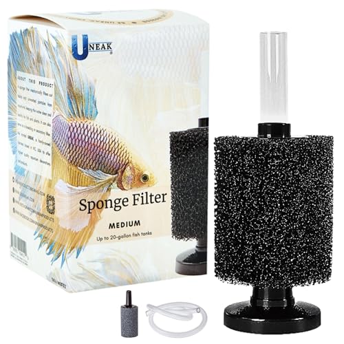 UNEAK Aquarium-Schwammfilter, mittelgroß, für Brut-, Betta-Garnelen, Nano-Aquarium (bis zu 122 Liter) von UNEAK
