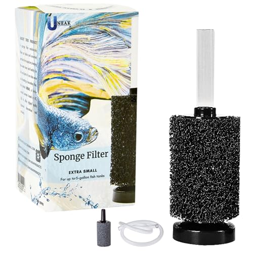 UNEAK Extra kleiner Aquarium-Schwamm-Filter, Zuchtbraten, Betta-Garnelen, Nano-Aquarium (bis zu 122 Liter) von UNEAK